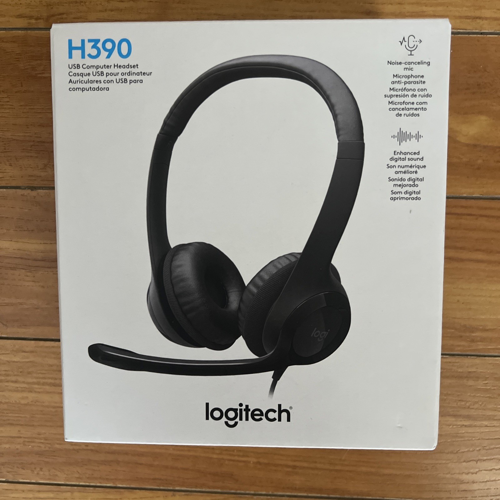 NEW HEADSET Logitech H390 Over-Head Comfort USB Noise-Canceling Microphone