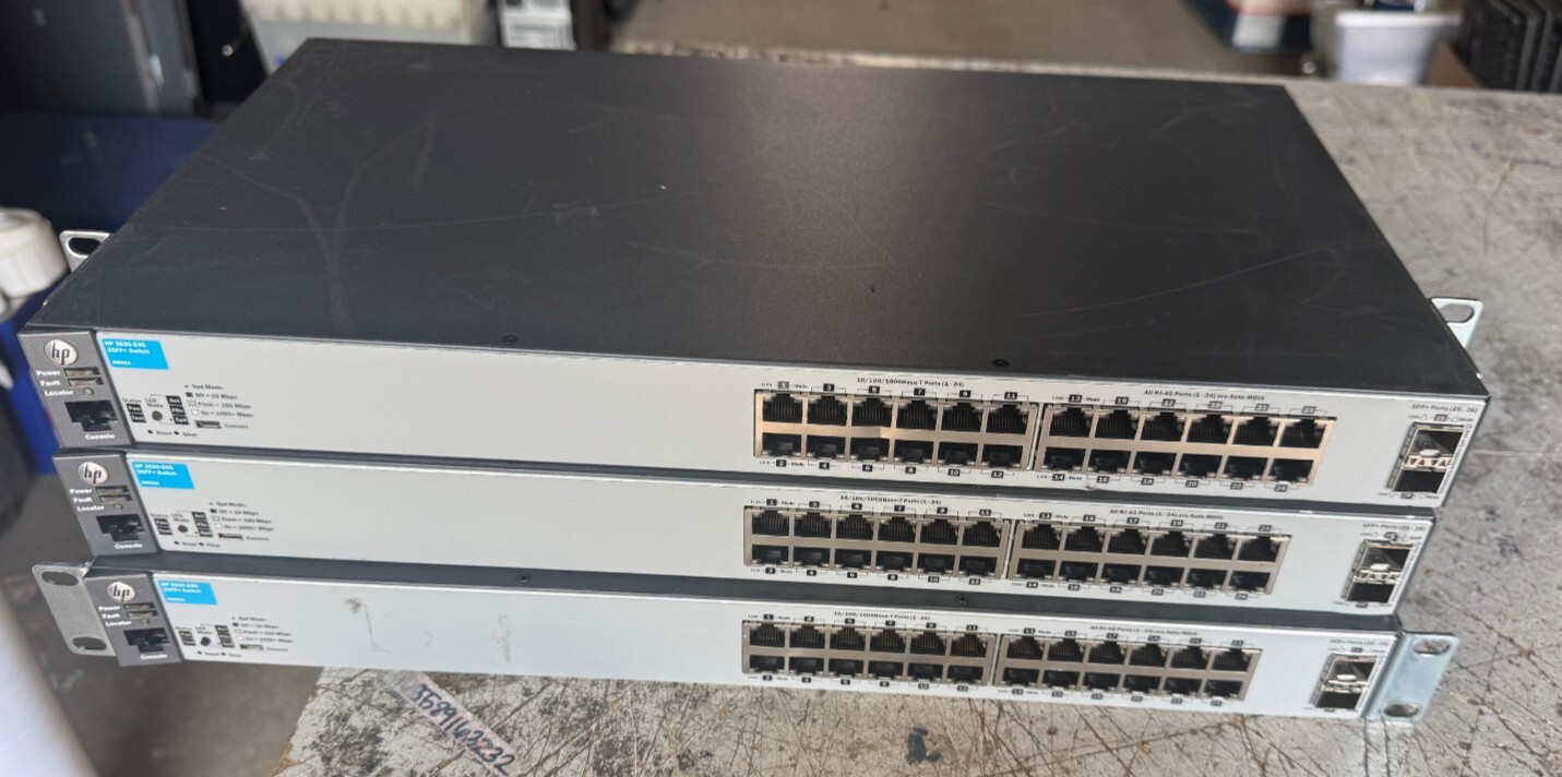 Lot of 3 HP J9856A 2530-24G-SFP+ SWITCH