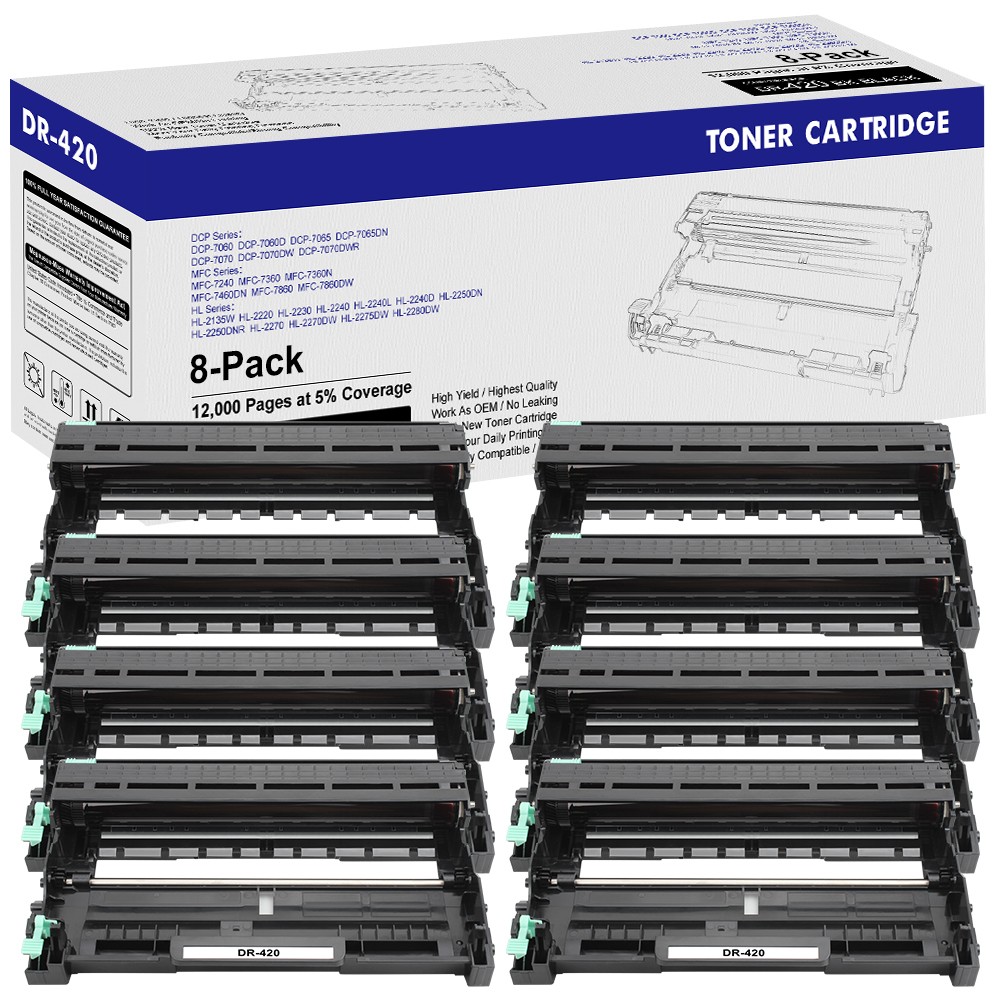 8 Pack DR420 Drum Unit Compatible with Brother MFC-7860DW HL-2240 DCP-7065DN