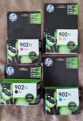 Set 4 Factory Sealed Genuine HP 902XL Hi Yld Inkjet Cartridges K C M  Y 2025