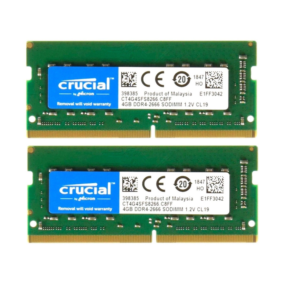 Crucial 8GB (2X4GB) DDR4 2666MHz PC4-21300 Laptop SODIMM Memory Ram CT4G4SFS8266