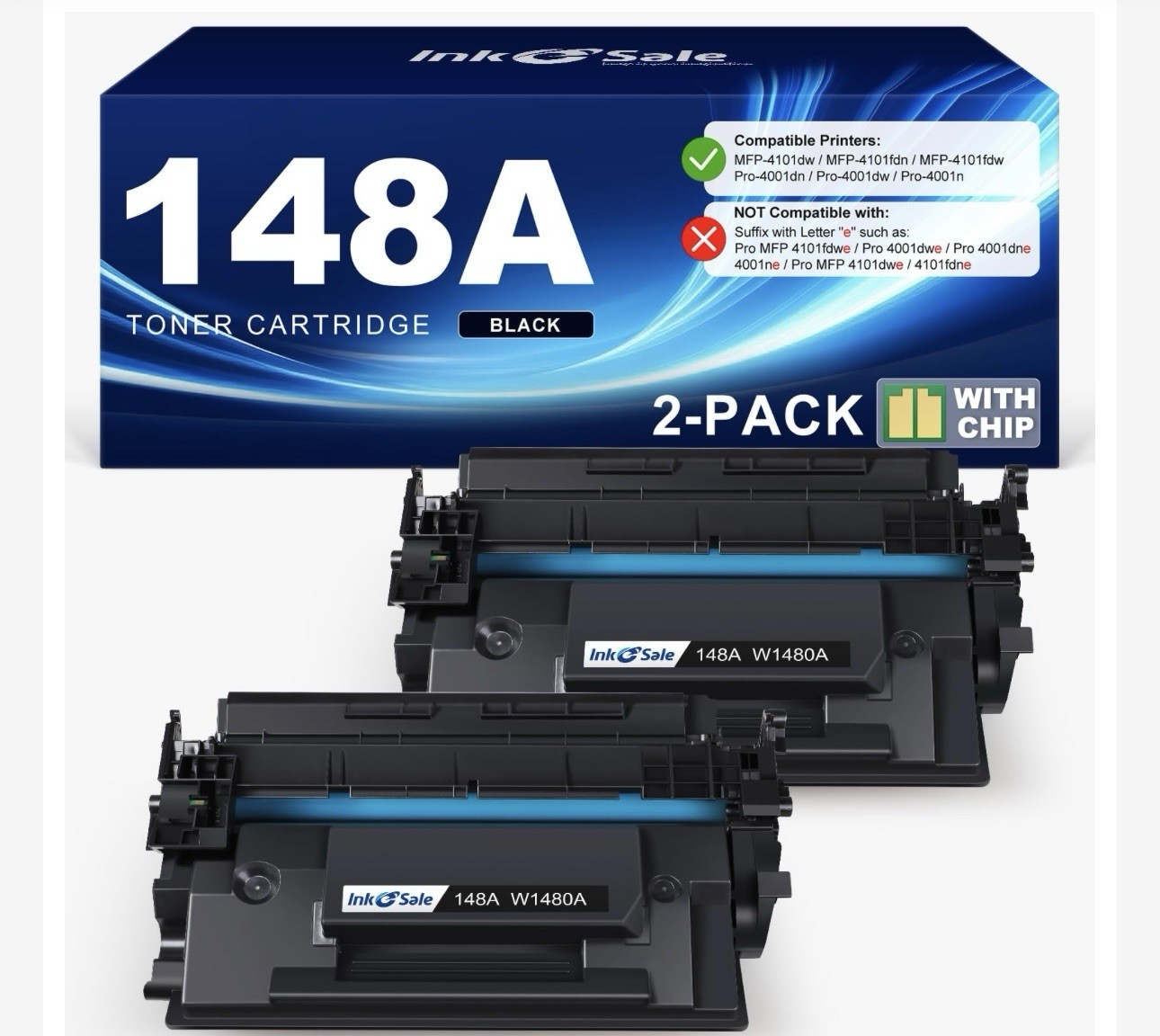 148A W1480A 070 Black Original LaserJet Toner Cartridge 2-Pack for Pro 4001 4001