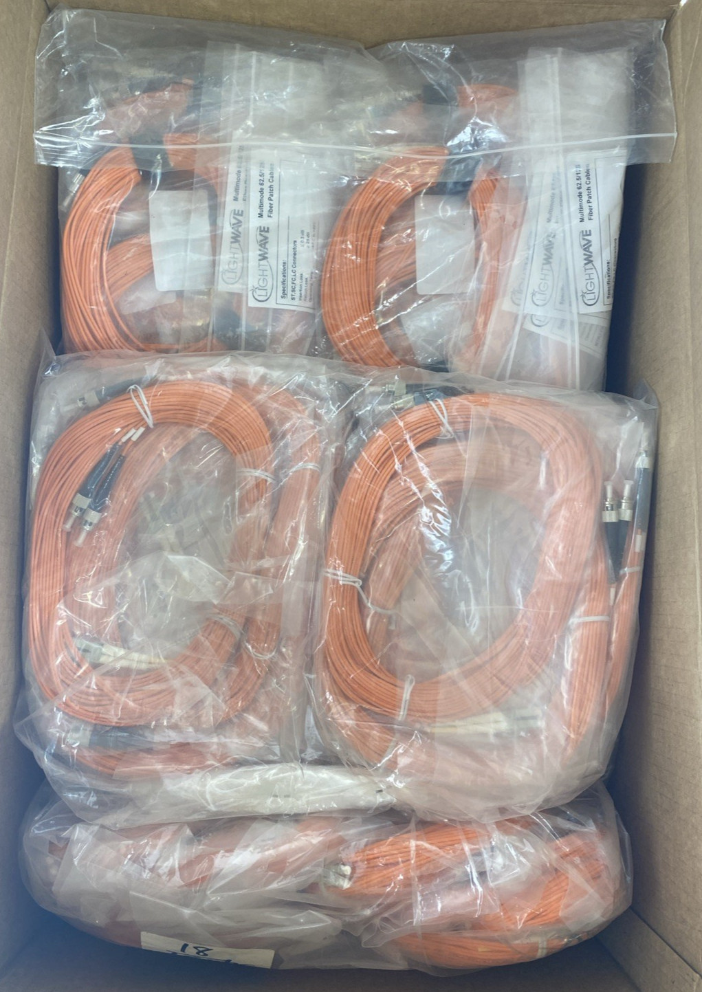 Large Lot of 105 ST to LC Fiber Patch Cable Cord Jumper Duplex MM 62/125 15M