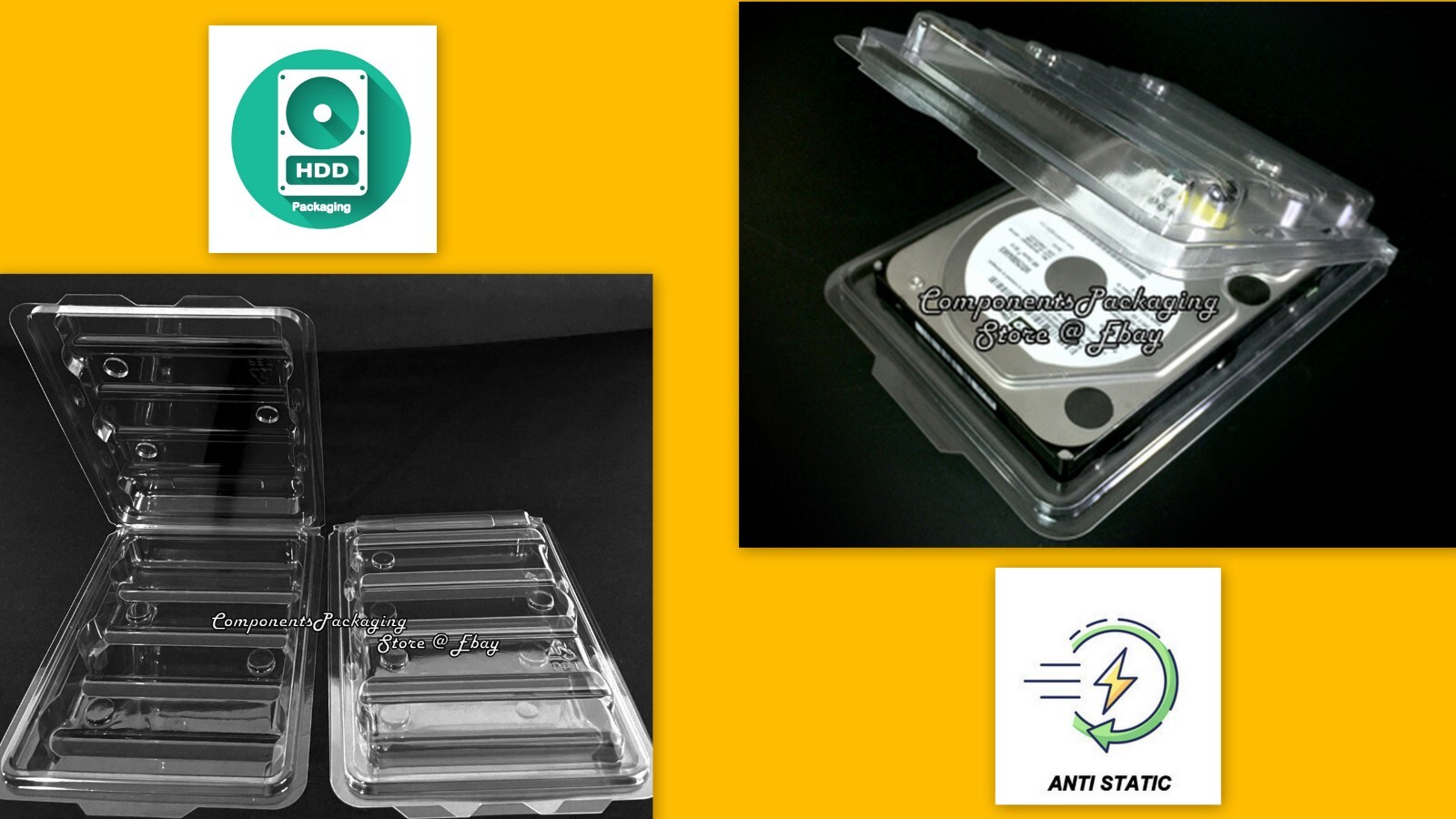 HDD Clamshell Plastic Case Fits Seagate 3.5" Internal Hard Drive  - Lot of 3 New