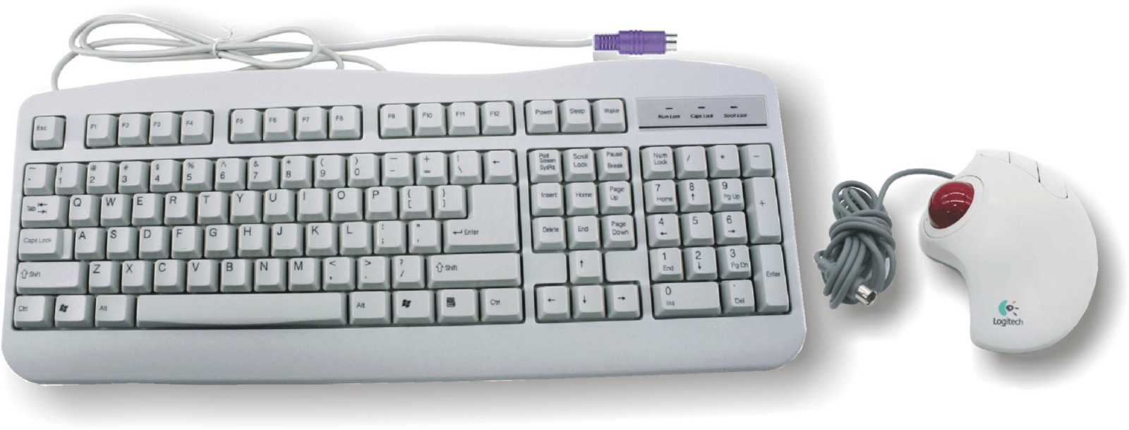 Keyboard/Trackball Mouse Combo -Stylish White -PS/2 to Help Save Your USB Ports