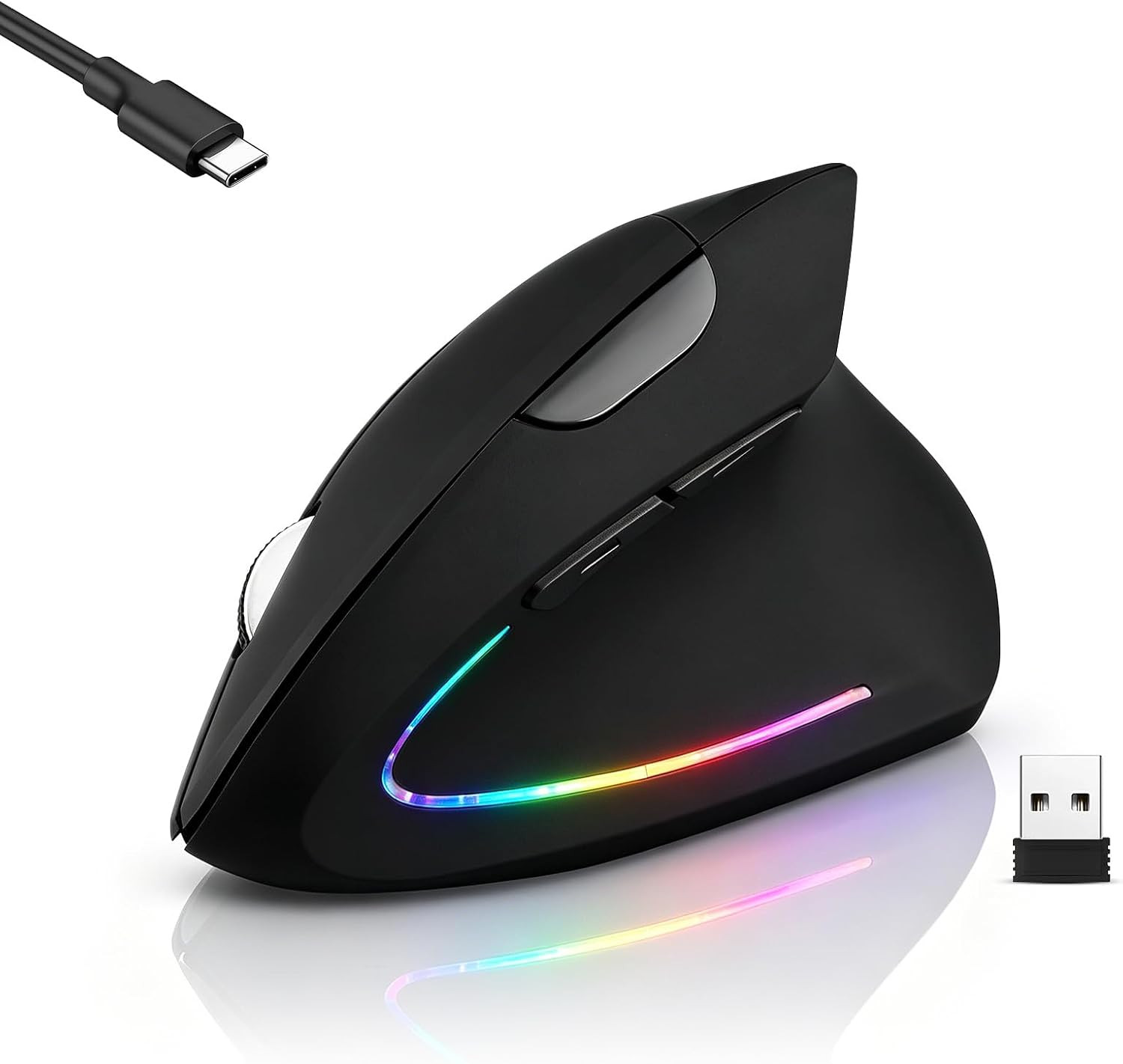 Wireless Bluetooth Ergonomic Vertical Mouse, Rechargeable Silent Slim Laptop Mou