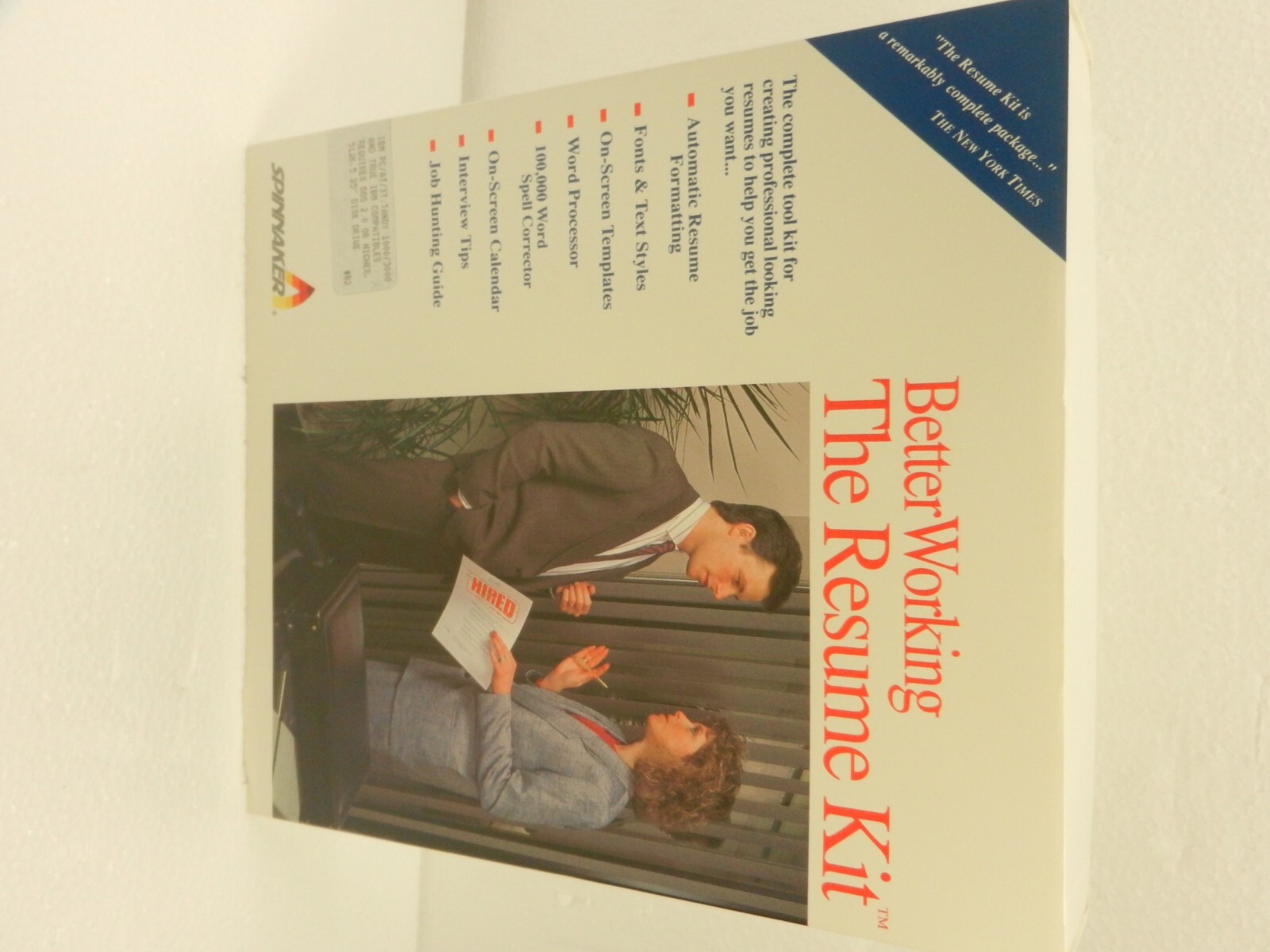 Spinnaker Resume Kit IBM PC Tandy 5.25 with User Guide BX-RKT Vintage 1988
