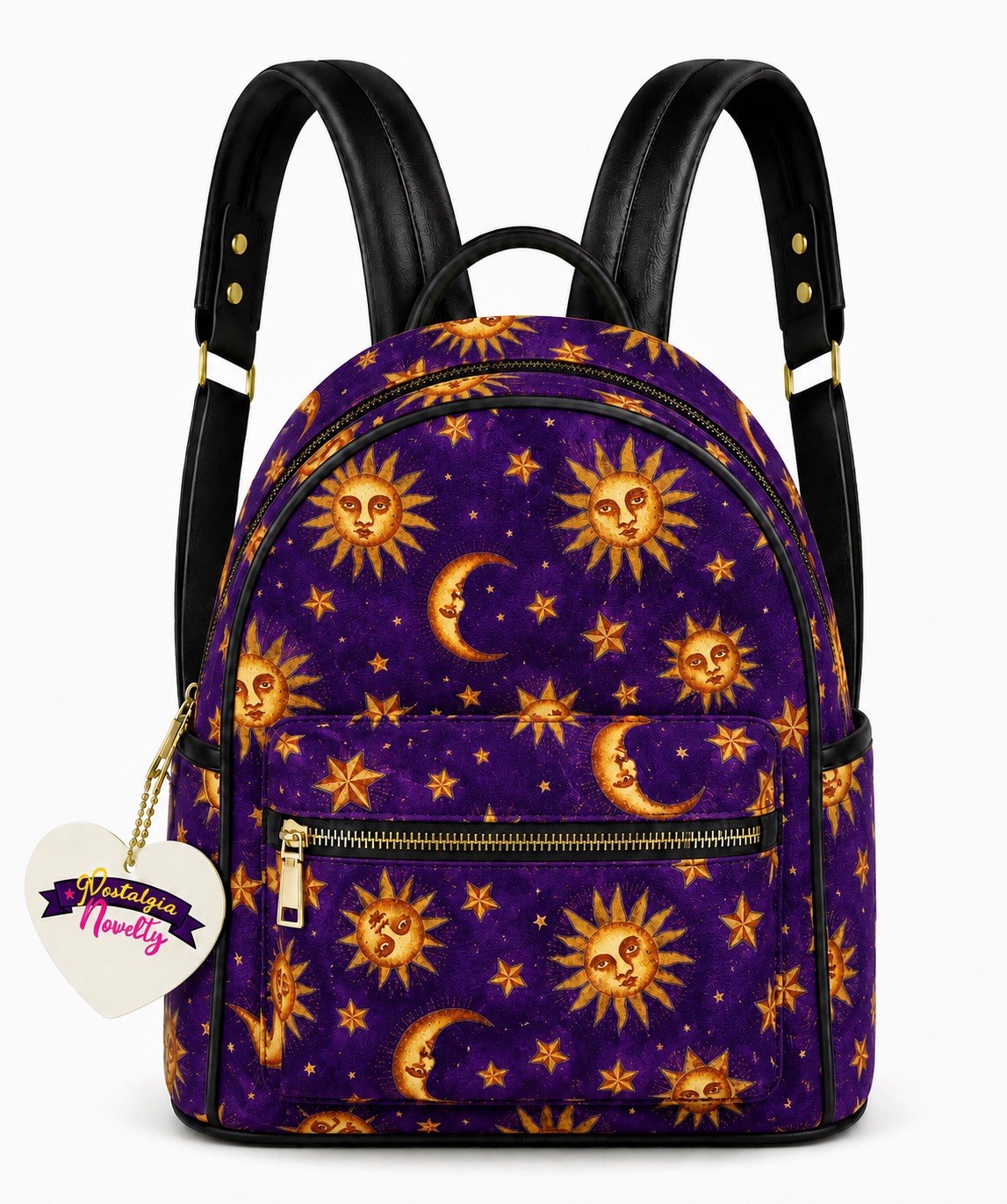 VTG Inspired 90’s Celestial Sun Moon PU LEATHER Backpack Whimsigoth decor Y2K