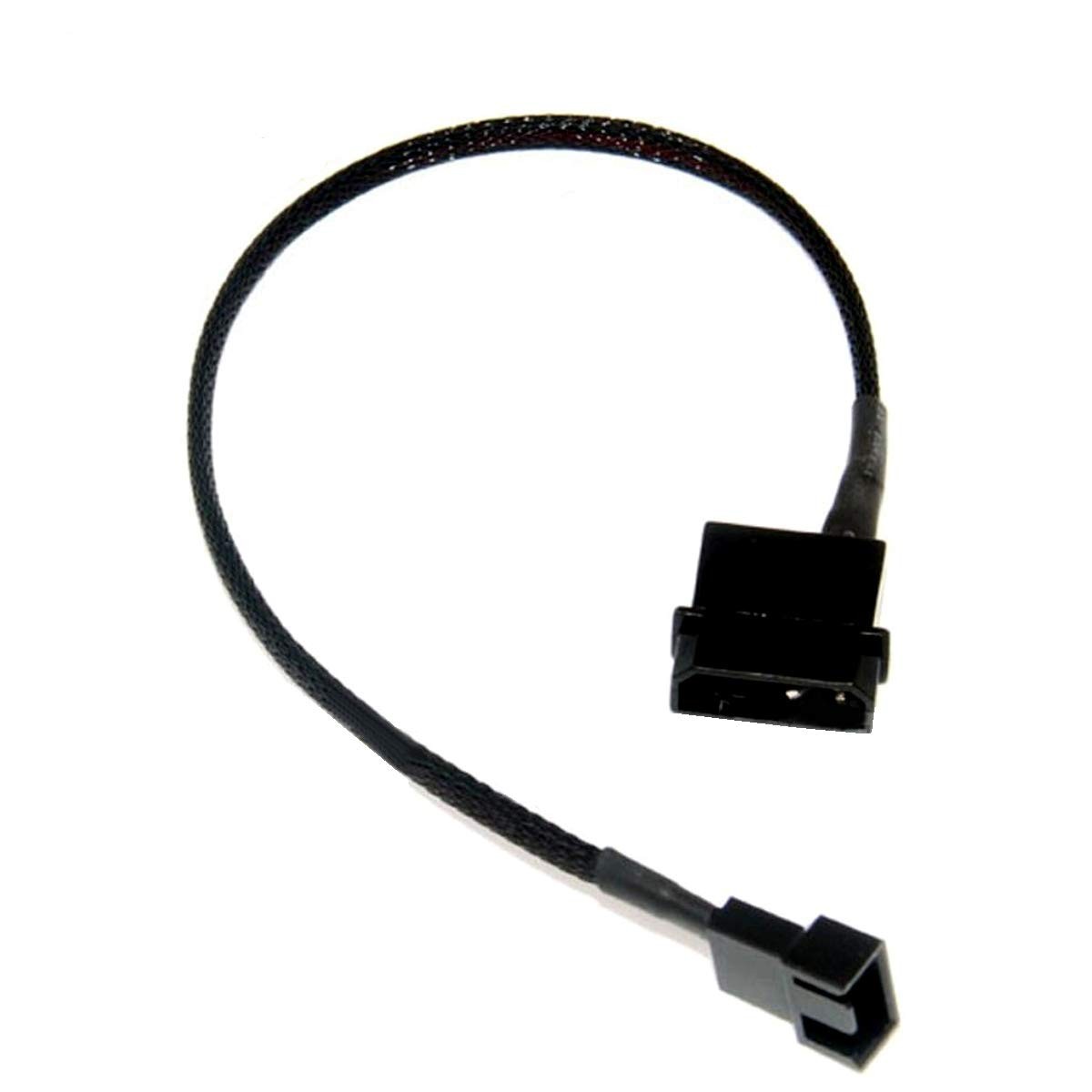 2 Pack 4-Pin (Actual 2-Pin) Molex to 3 Pin 12V PC Case Fan Power Black