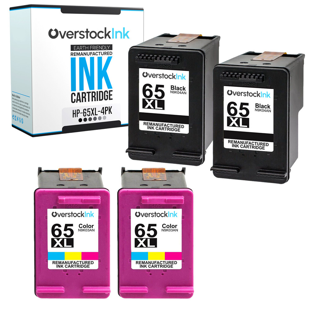 4PK 65XL 65 XL Ink Cartridges fits HP AMP 130, HP DeskJet 3720, ENVY 5020, 5032