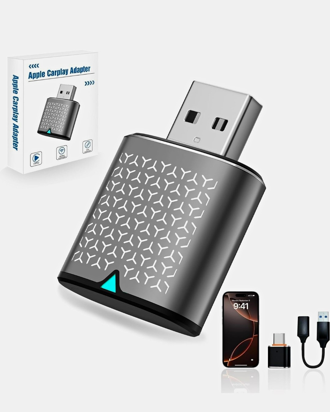 Wireless Apple Carplay Adapter for iPhone, Bluetooth Car Play Dongle