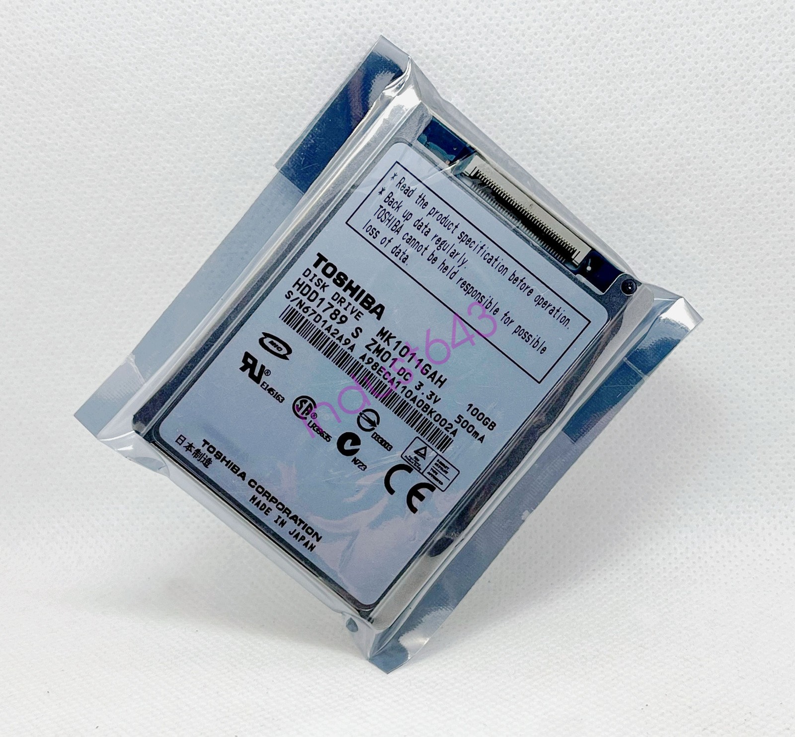 Toshiba 100GB MK1011GAH 1.8" CE hard drive for notebook/ IPOD/ Video camera.
