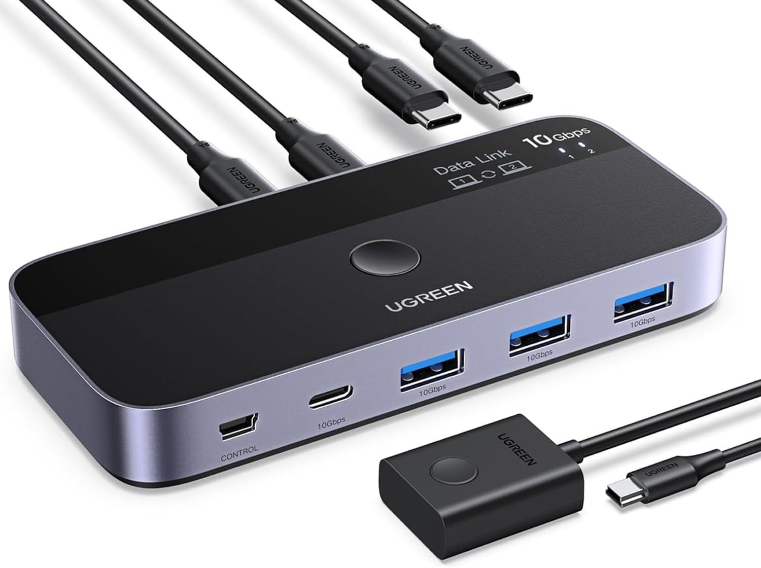 UGREEN 10 Gbps USB-C Sharing Switch – 2 In 4 Out USB-C Switch Support File Sync