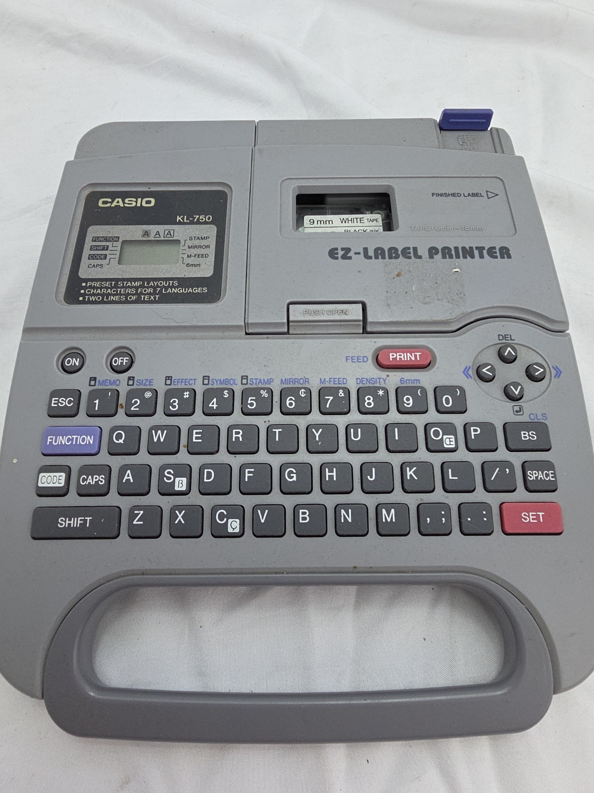 Casio KL-750 EZ-Label Compact Portable Thermal 2-Line Printer No Power Cord 