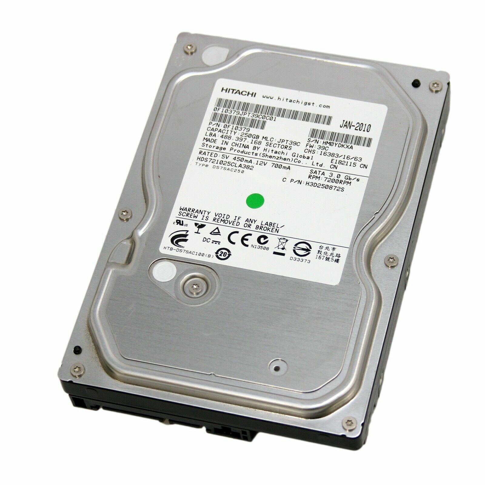 Hitachi HDS721025CLA382 8MB 250GB SATA 3.5 inches 7200 RPM Hard Disk Drive