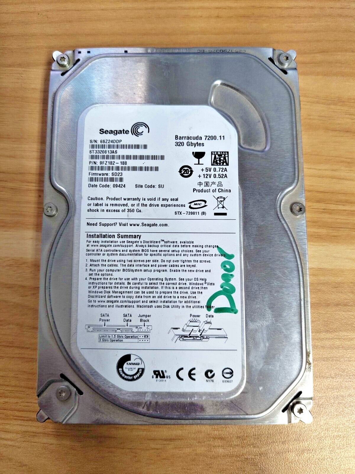 Seagate ST3320813AS 320GB 3.5" 9FZ182-188 SATA Hard Drive **Donor Drive**