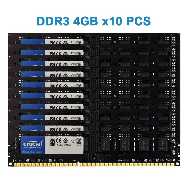 Crucial DDR3 40GB KIT 10x4GB 1600MHZ 1.5V 240-P Non-ECC DIMM Desktop Memory RAM