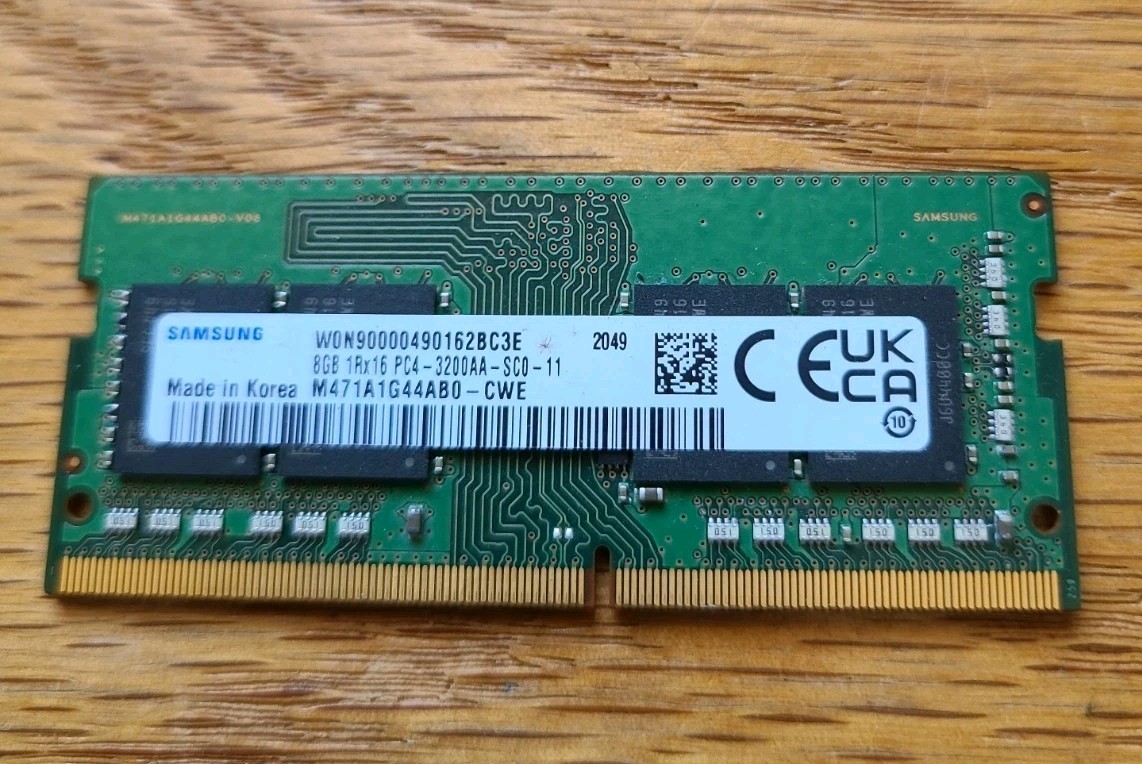 SAMSUNG 8GB, 1RX16,PC4-3200AA-SC0-11, M471A1G44AB0-CWE, LAPTOP RAM
