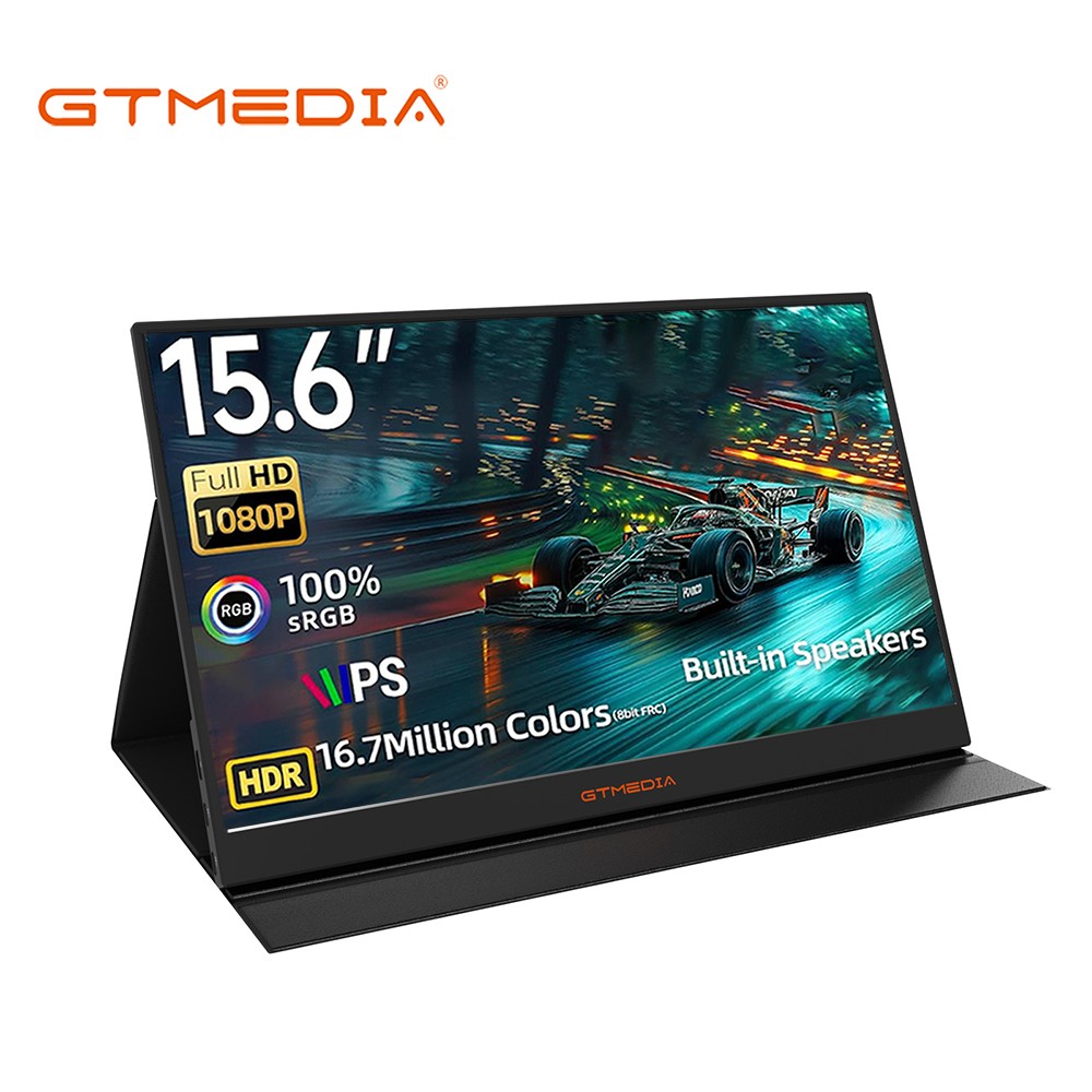 GTMEDIA Portable Monitor 15.6" 1080P HD Screen Plug & Play USB-C HDMI Ultra-Slim
