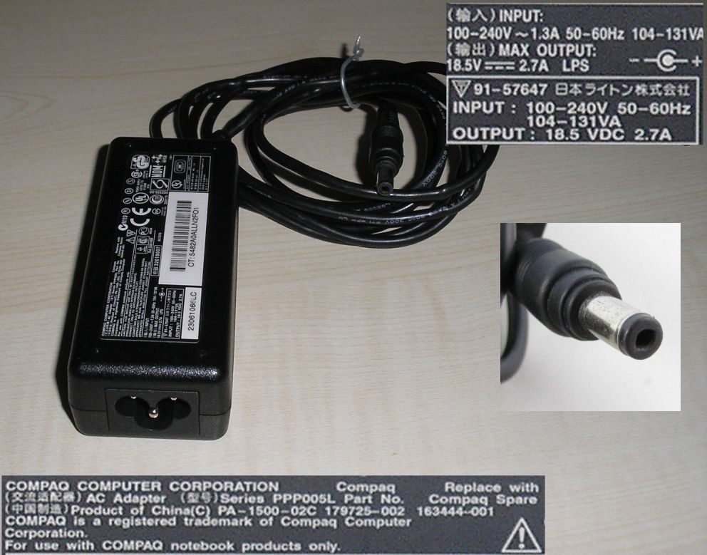 Compaq Power Supply 18.5V 2.7A 50W - PPP005L - PA-1500-02C 179725-002 163444-001