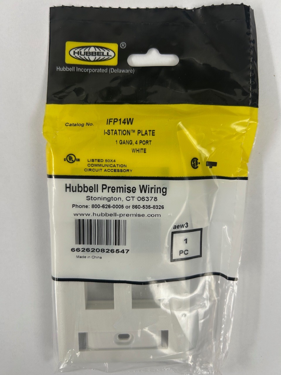 Hubbell IFP14W Station Face Plate 4 Port 1-Gang White NEW-LOT of 15
