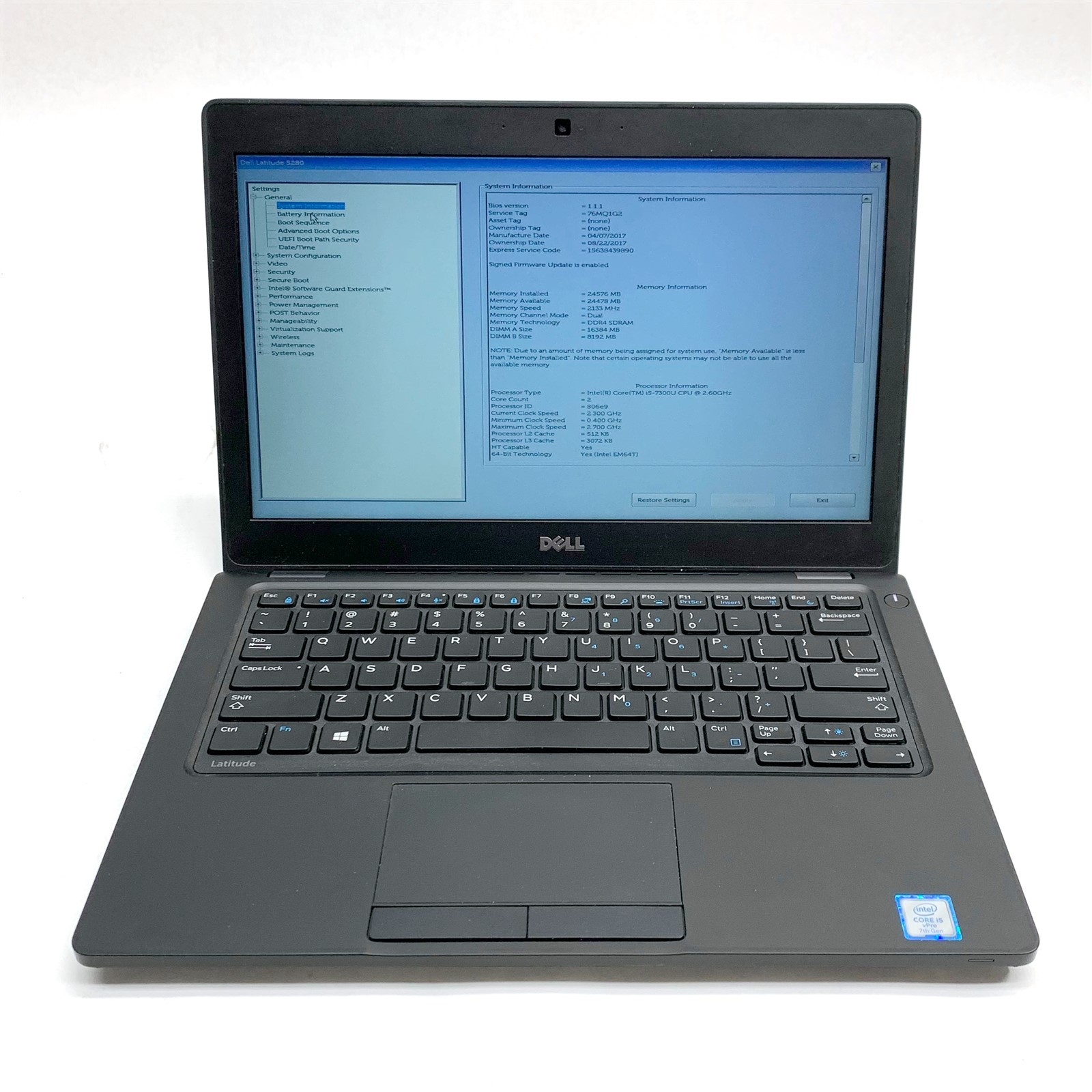 Dell Latitude 5280 12.5" Intel i5-7300U 2.6GHz No Ram SSD Damaged Port For Parts