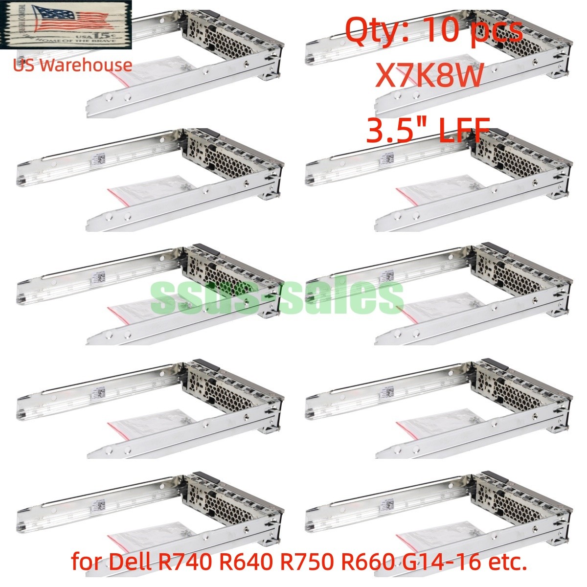 X10 X7K8W 3.5" LFF SAS SATA Hard Drive Caddy Tray for Dell R740 R640 R750 G14-16