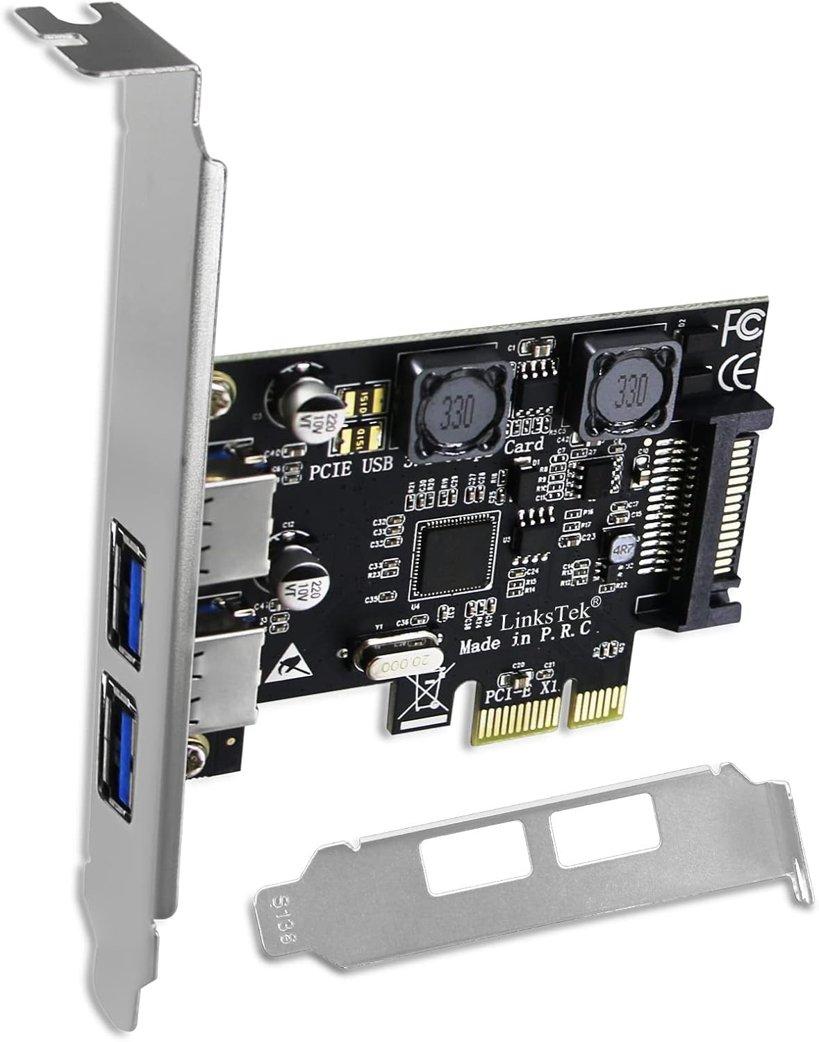Links Tek 2 Port USB 3.0 Card (USB 3.1 GEN1 Model) PCIE-U302A 5Gbps