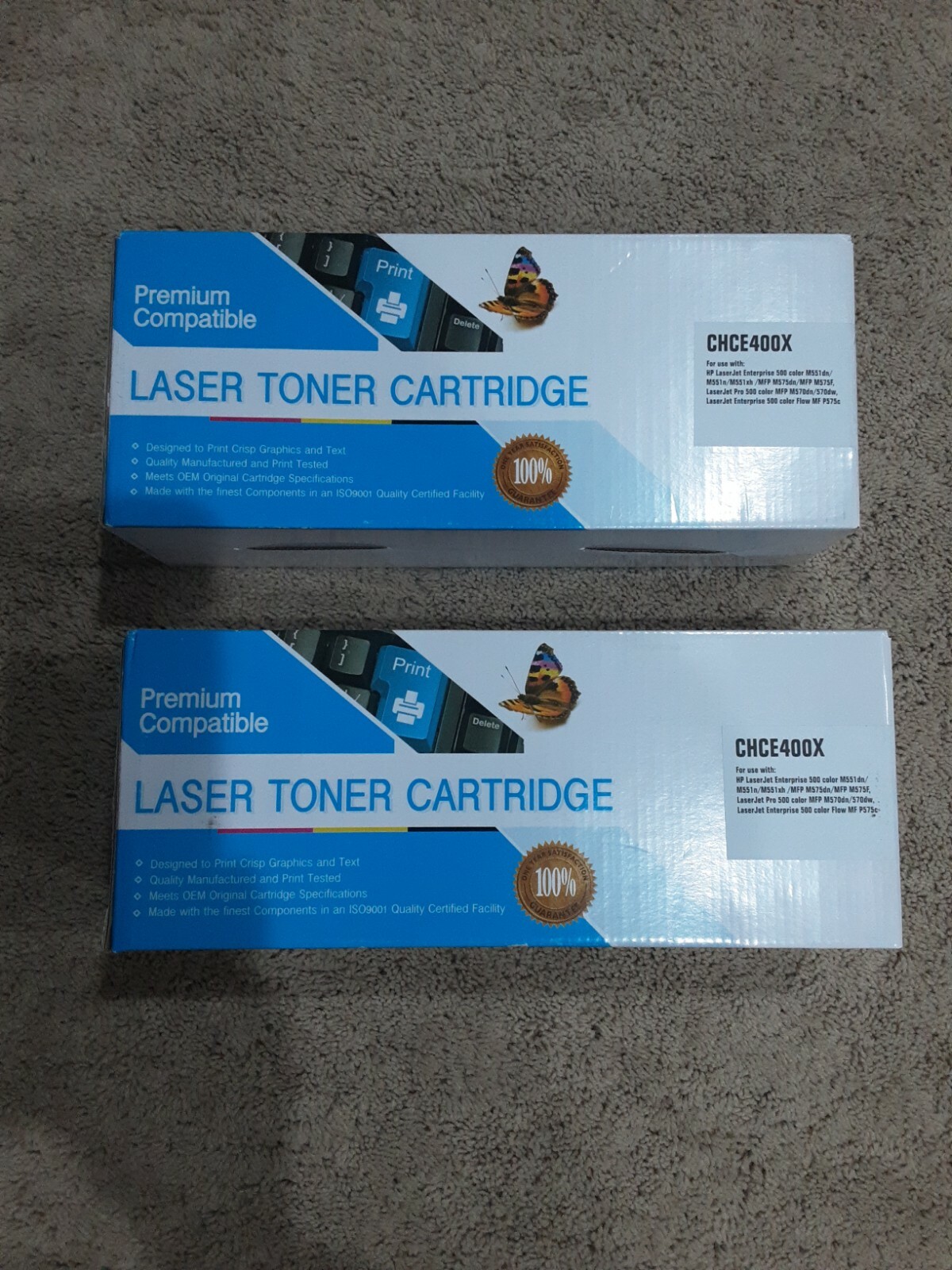 2 Pack Premium Compatible HP Laser Toner Cartridges CHCE400X Black New Sealed