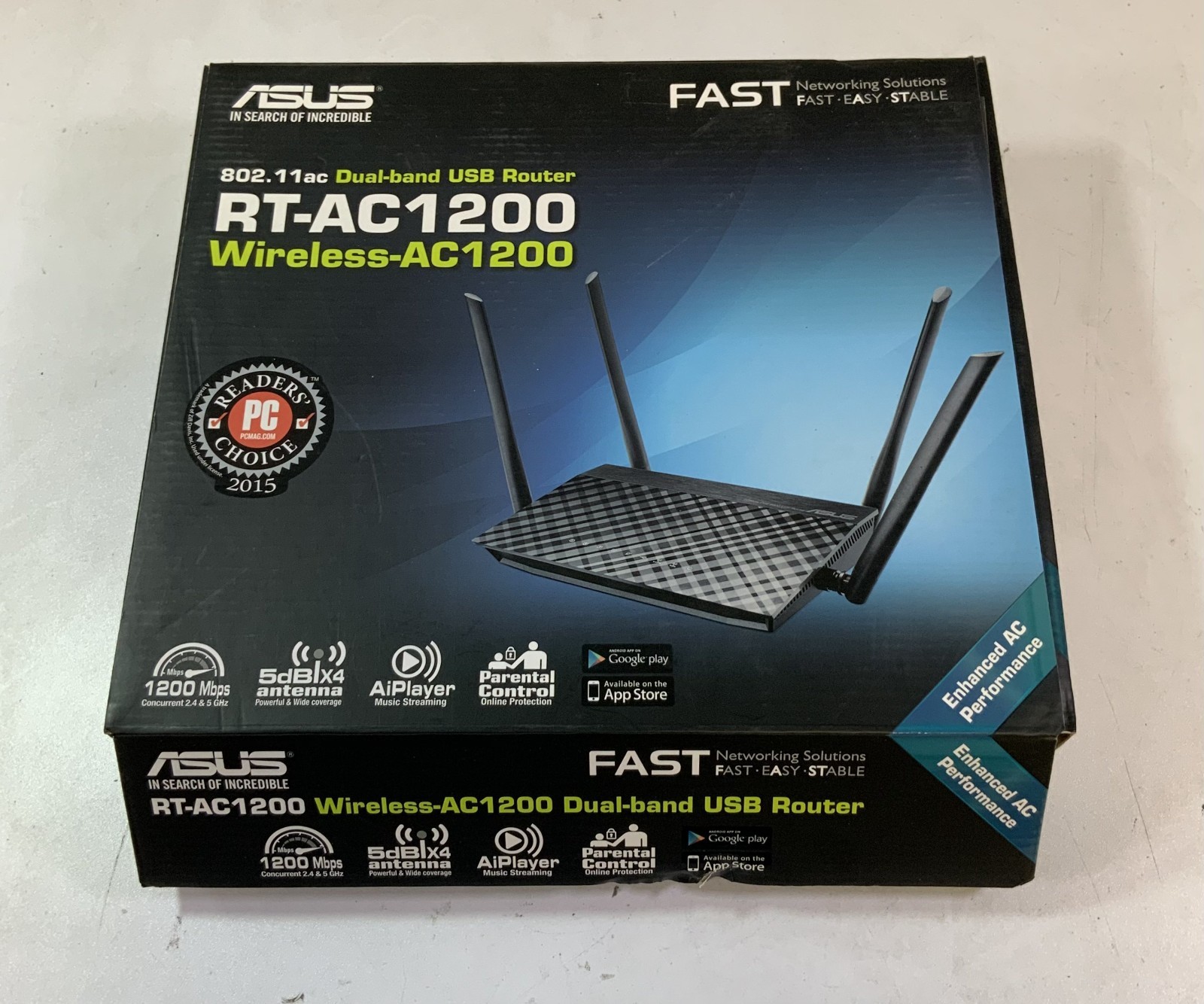 ASUS RT-AC1200 Wireless-AC1200 802.11ac Dual-band USB Router, Black "E1A"