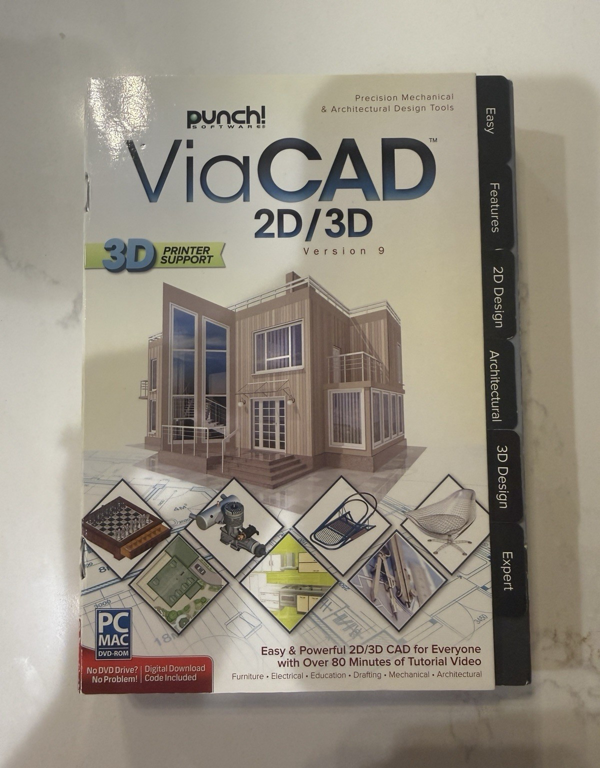 Punch Software ViaCAD 2D/3D v9 CAD/CAM DVD-ROM for PC & Mac