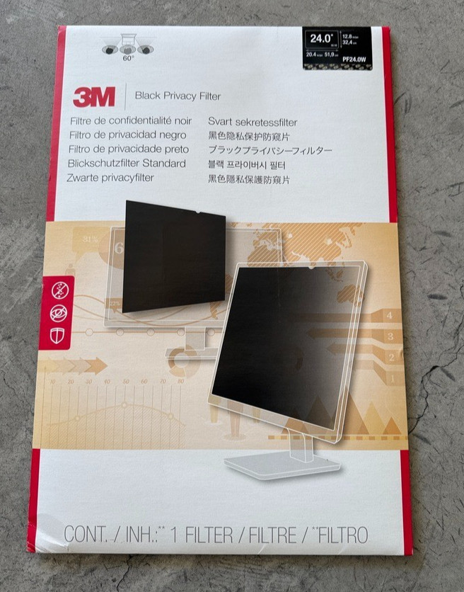 3M Frameless Blackout Privacy Filter for 24" Monitor (PF240W) - 16:10