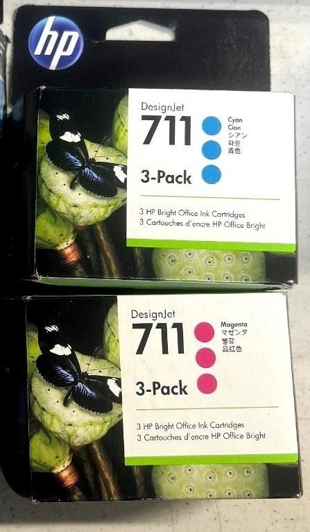 GENUINE SEALED HP 711 INKJETS CYAN & MAGENTA T520 TRIPLE PACK (3 Inks) 2025