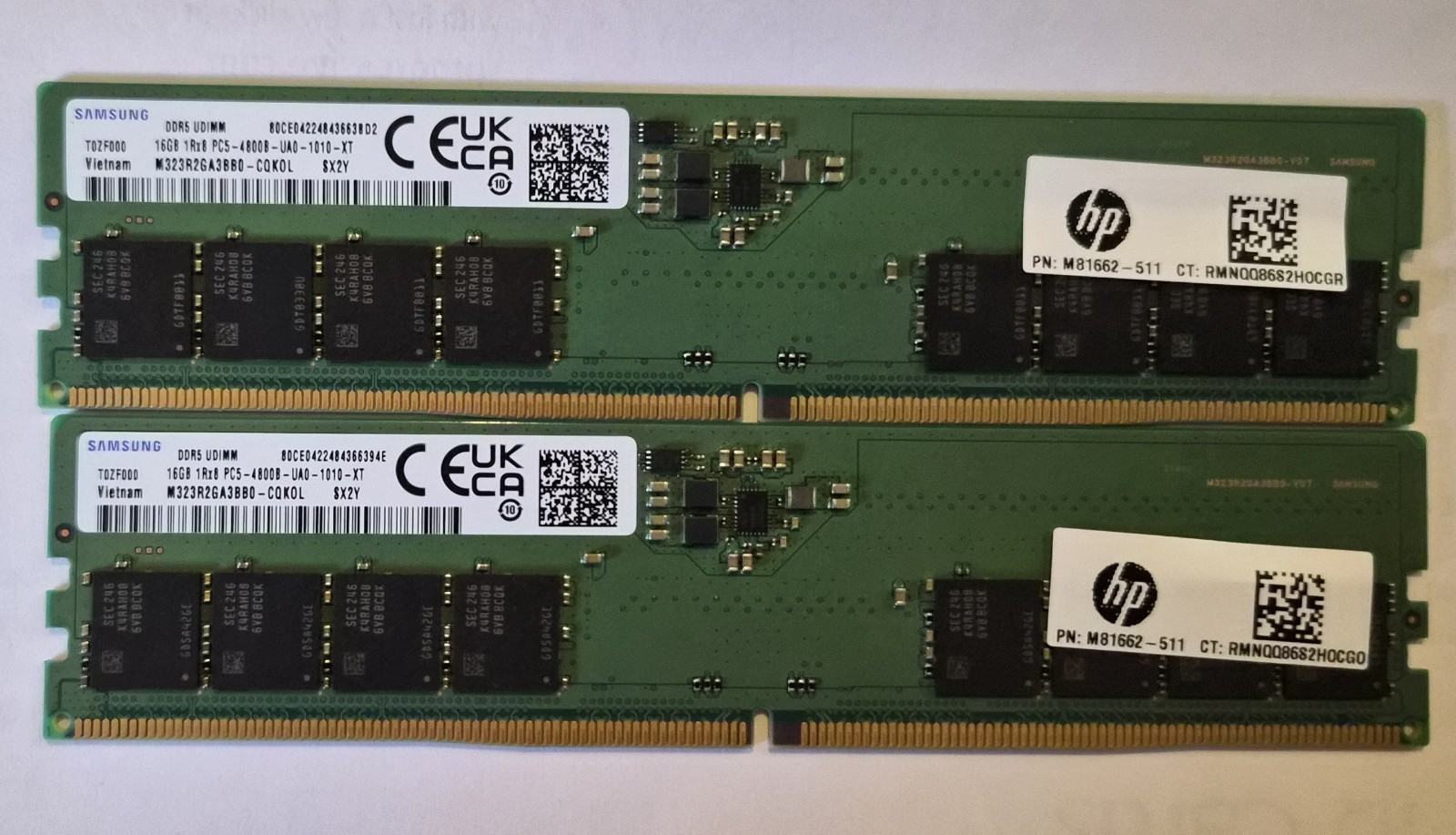 32GB (2x 16GB) Samsung HP DDR5 4800 Desktop Memory, UDIMM, 1Rx8 PC5-4800B