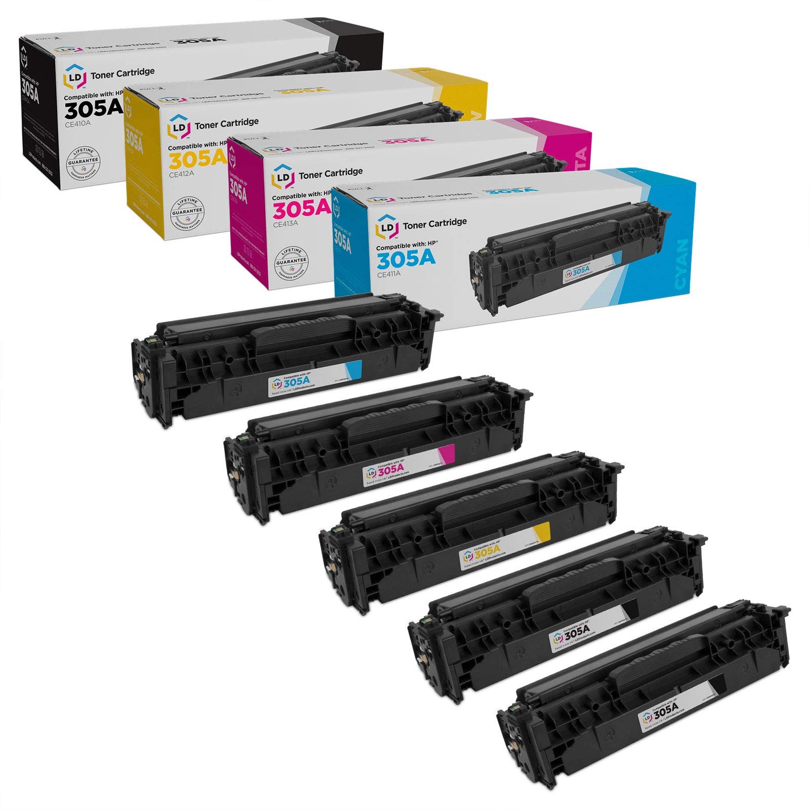 LD Replacement Replacements Fits for HP 305A 2 Black 1 Cyan 1 Magenta 1 Yellow
