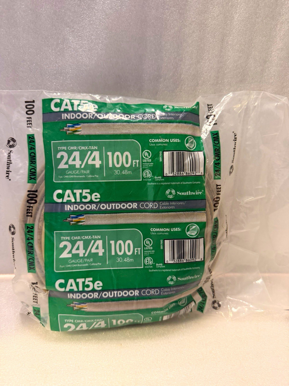 Southwire Cat5e Indoor/Outdoor Cable 100 ft Tan 24/4 CMR/CMX-TAN 32886