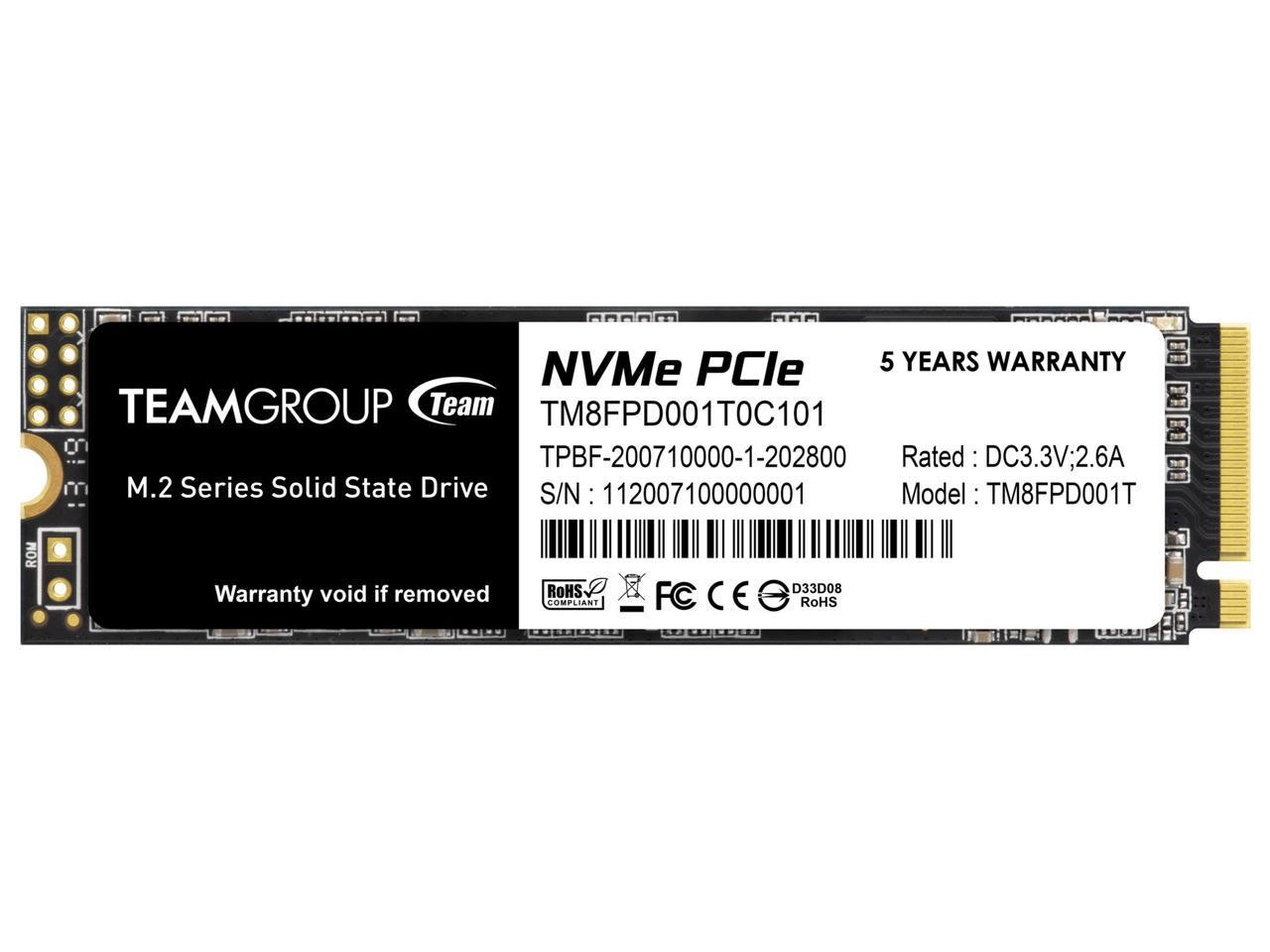 Team Group TM8FPD001T0C101 1TB M.2 2280 SSD PCIe NVMe Blue/Black