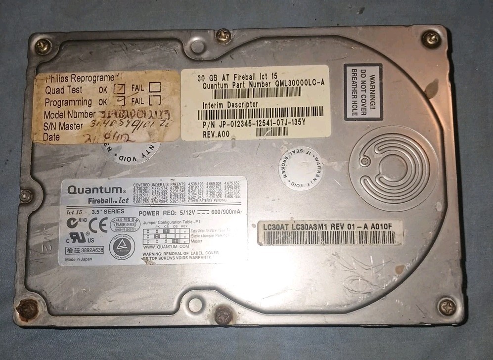 Quantum Fireball Lct15 30 GB 3.5 IDE Hard Drive QML30000LC-A LC30AT LC30A3M1 