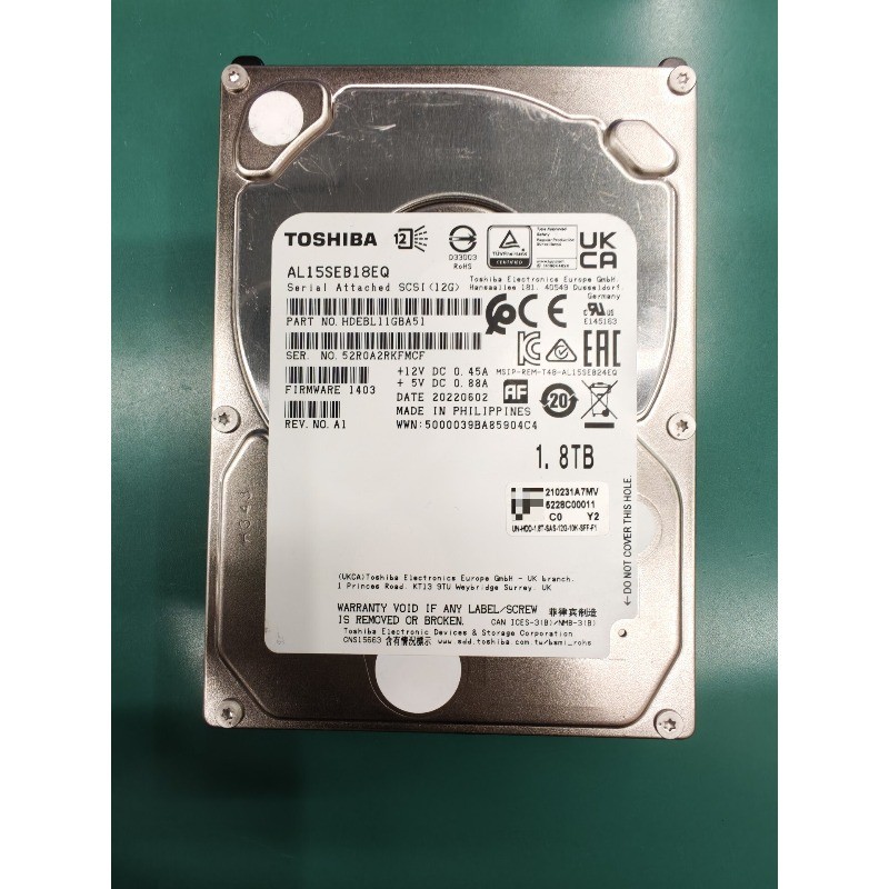 Toshiba 1.8TB 10K RPM SAS 12Gbps 2.5" Enterprise HDD AL15SEB18EQ HDEBL11GBA51