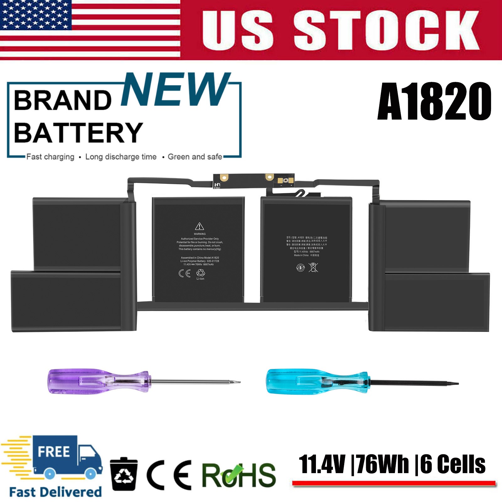 A1820 A1707 Battery For Apple MacBook Pro 15 inch Late 2016 Mid 2017 EMC 3072