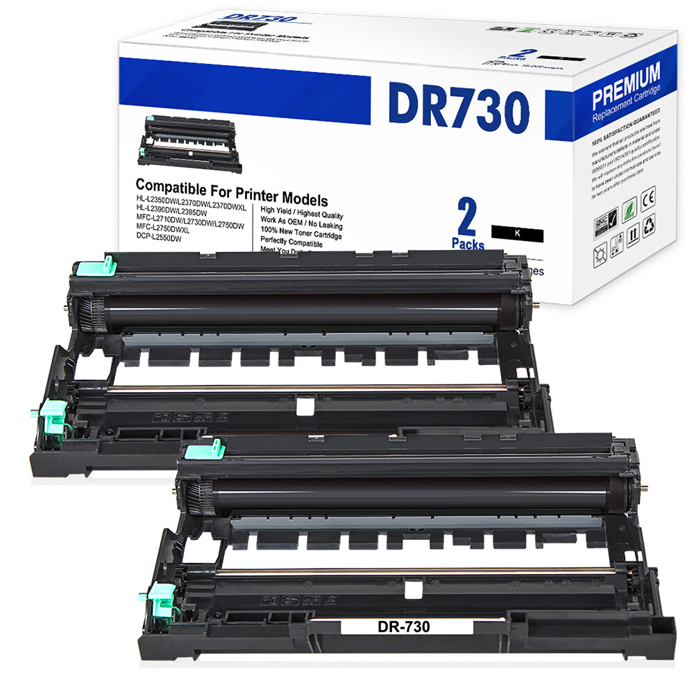 2X DR730 Drum Unit Compatible With Brother HL-L2370DW MFC-L2710DW TN760