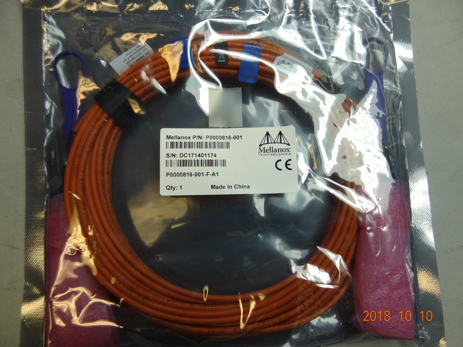 Mellanox P0000816-001 10M 56Gb/s CBL IB FDR Optic Cable #T409