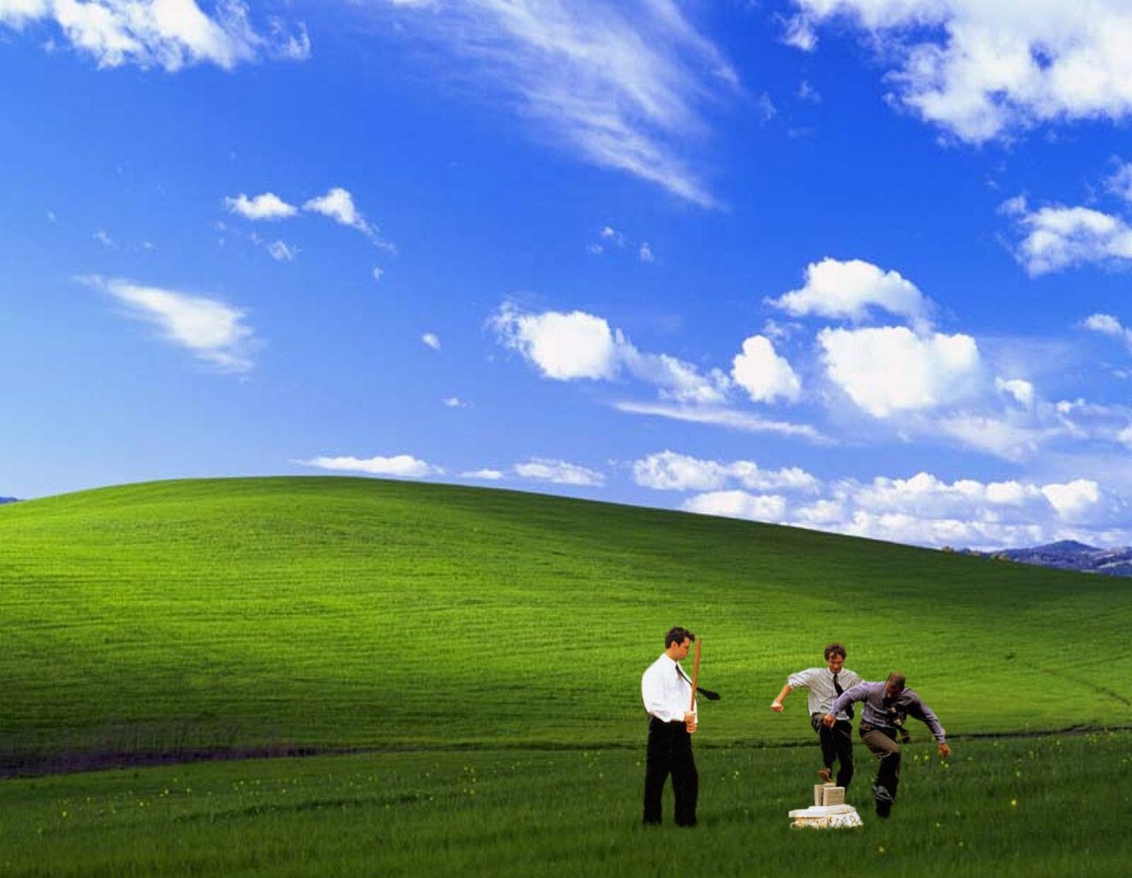 Landscape clouds humor movies field grass green hills Custom Gaming Mat Desk