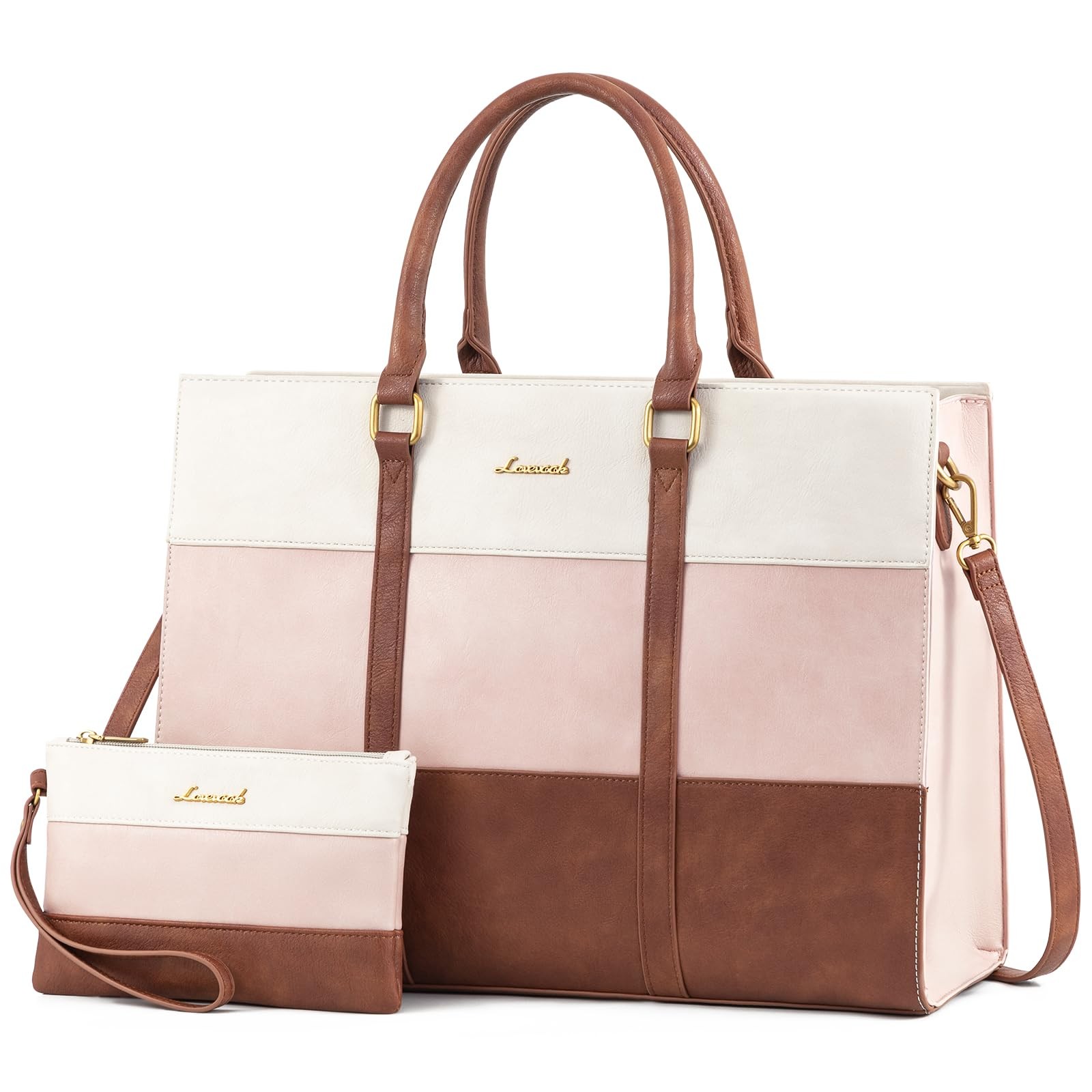 Bolso De Cuero Para Laptop Con Cartera Adicional Y Gran Capacidad De Lujo