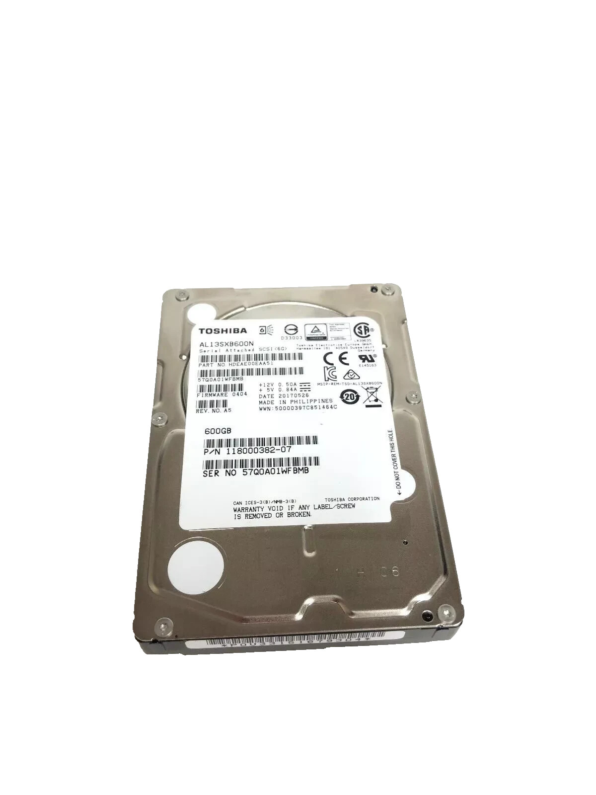 TOSHIBA 600GB 15K 2.5 6G SAS Hard Drive HDD HDEAE00EAA51 server