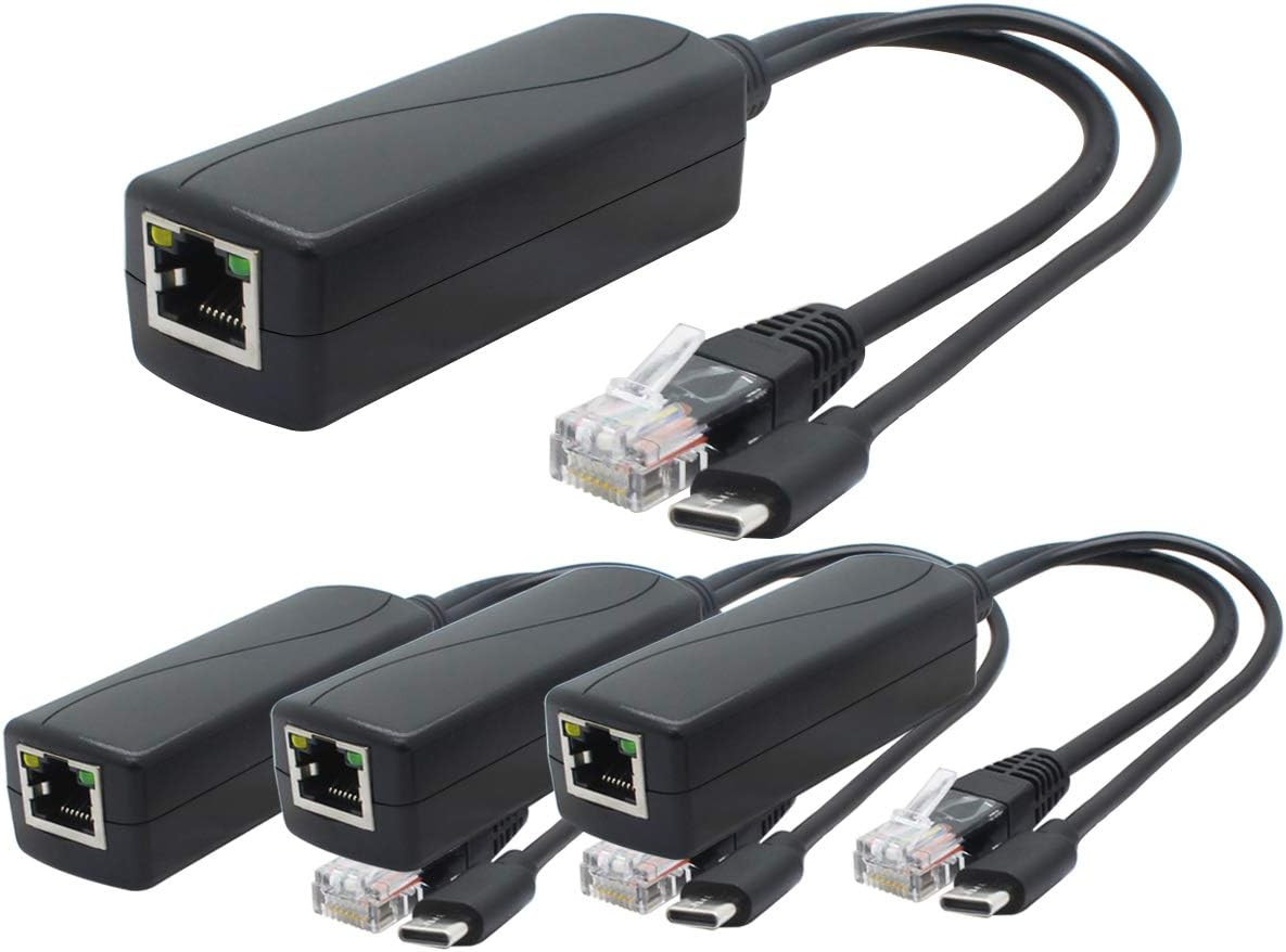 ANVISION 4-Pack 5V PoE Splitter USB Type-C 48V to 5V 2.4A IEEE 802.3Af