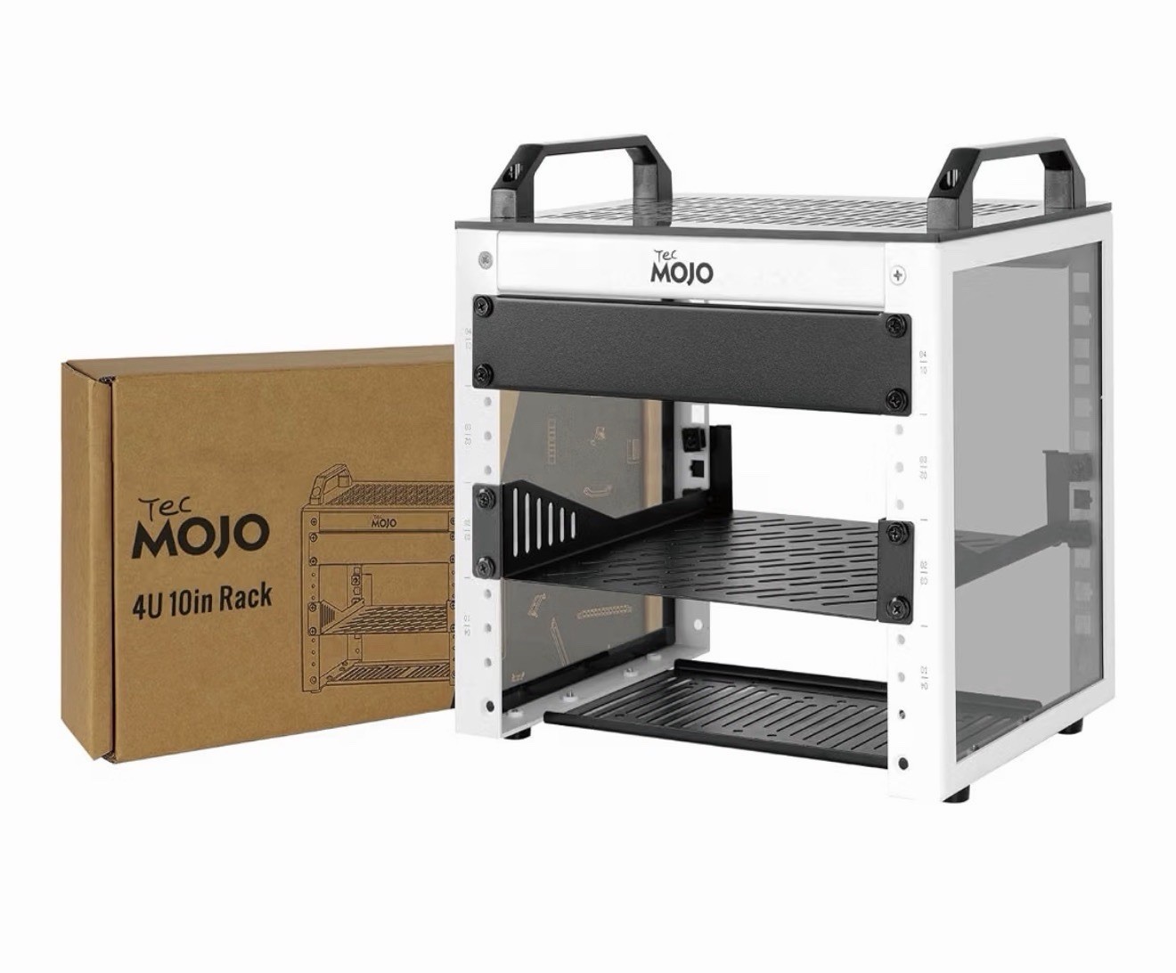 Tecmojo 4U Network Rack, 10 Inch Mini Server Rack with 2 Side Translucent Panels