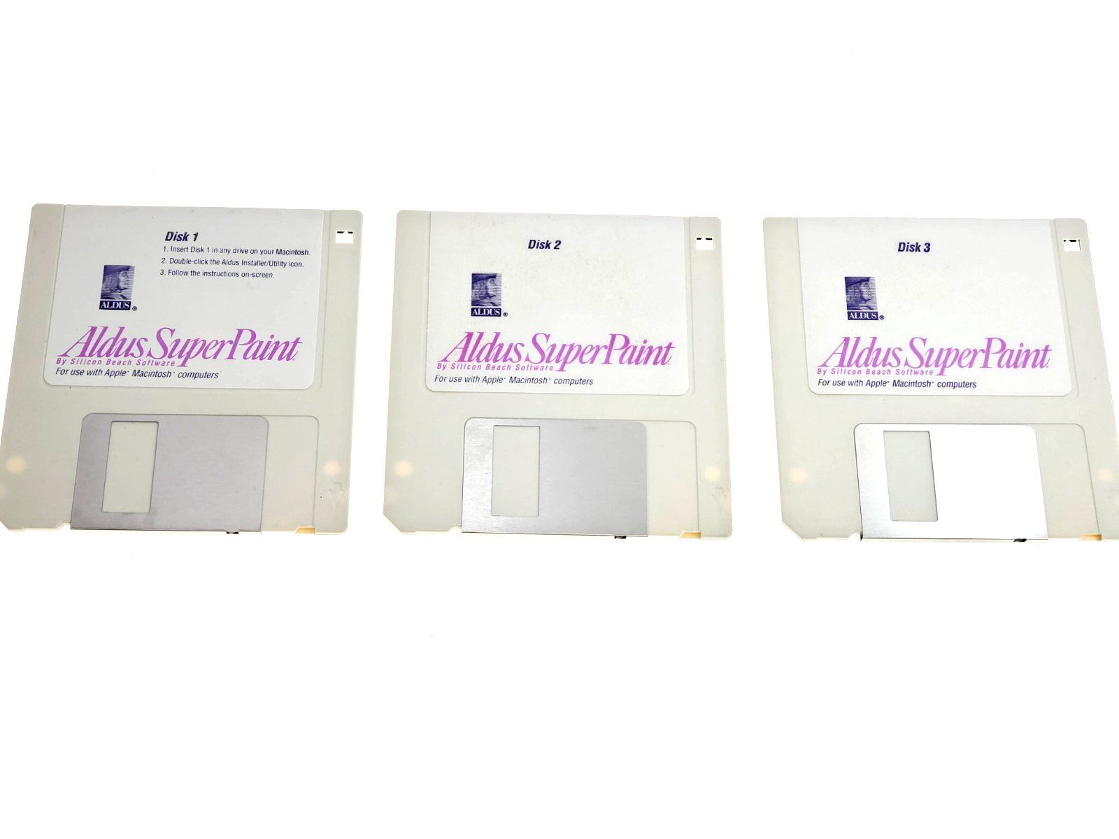 Vintage- Aldus Superpaint  3.0 - for Apple Macintosh Mac Disks- 1991 (Disc 1-3)