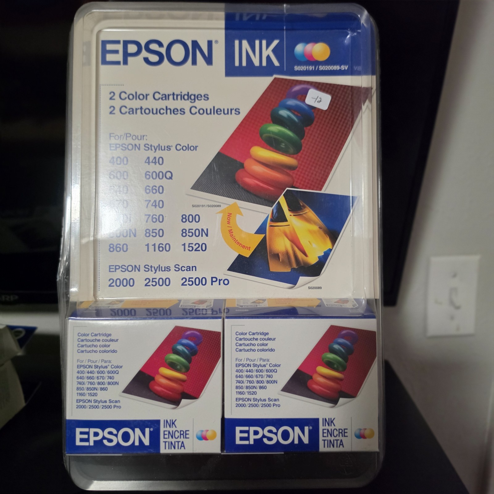 Epson S020191 S020089 Color Ink Cartridge 2-Pack Stylus Color 400 600 740 NOS