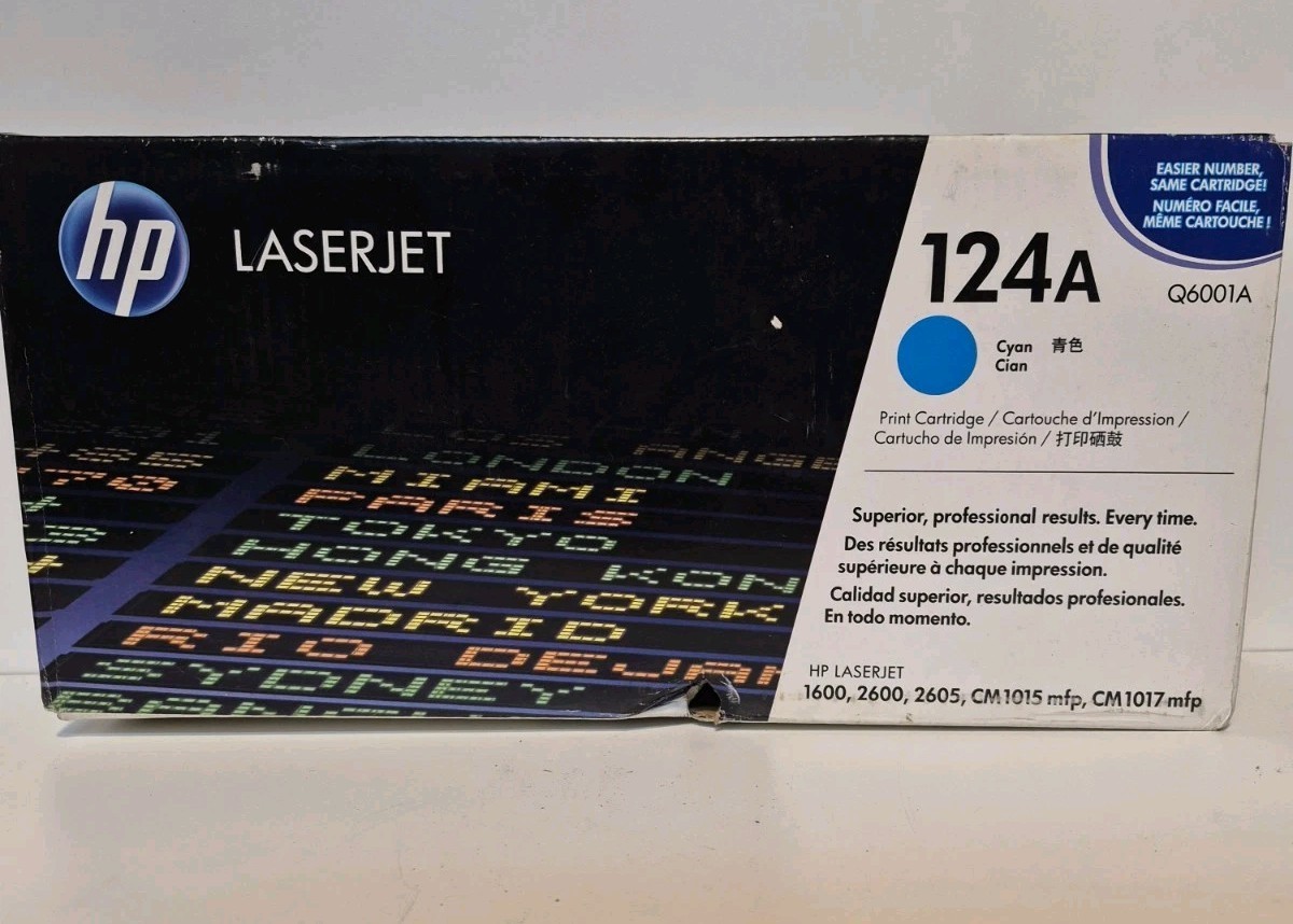 Genuine HP 124A Cyan Q6001A Toner Cartridge New Sealed Box